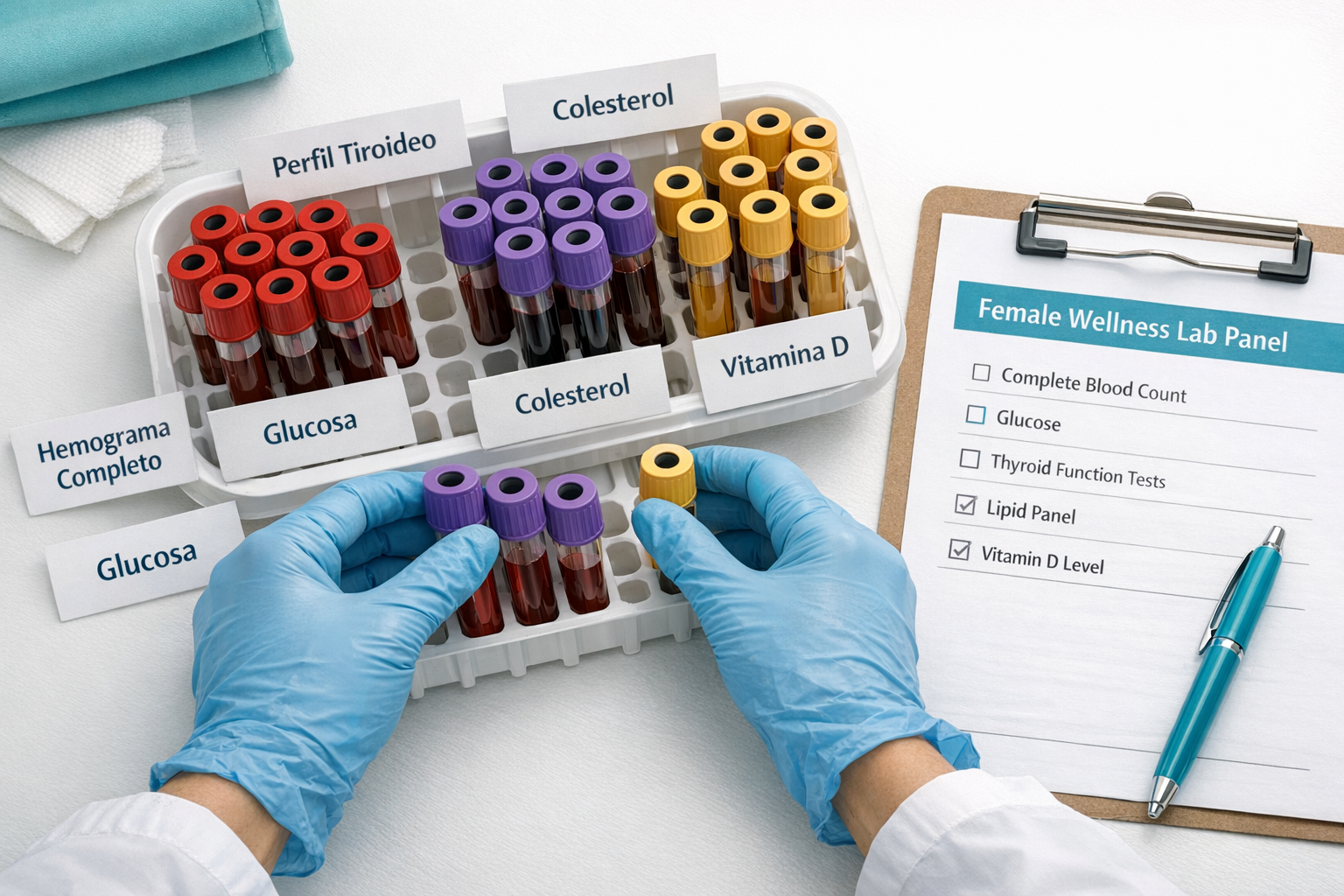 Detailed () editorial image showing a close-up overhead view of multiple labeled blood collection tubes in a medical tray —