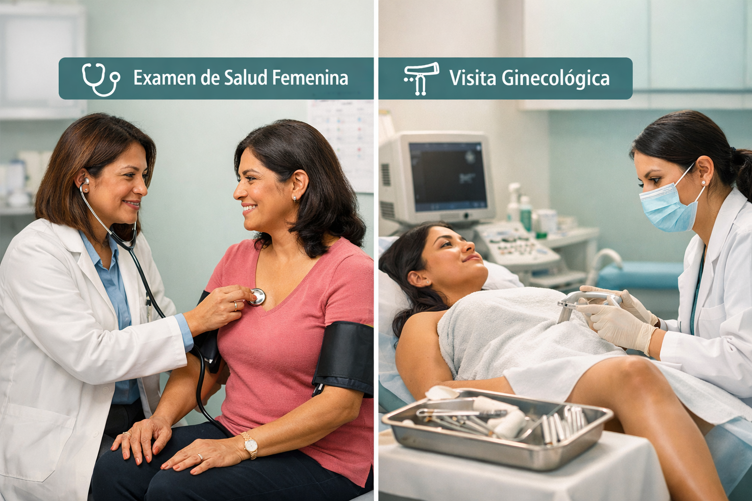 () editorial illustration showing a split-panel comparison: left side depicts a primary care physician performing a general