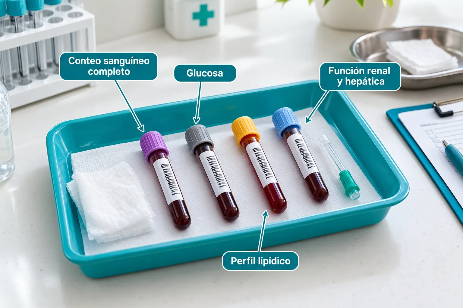 ¿Qué pruebas incluye un panel de laboratorio básico?